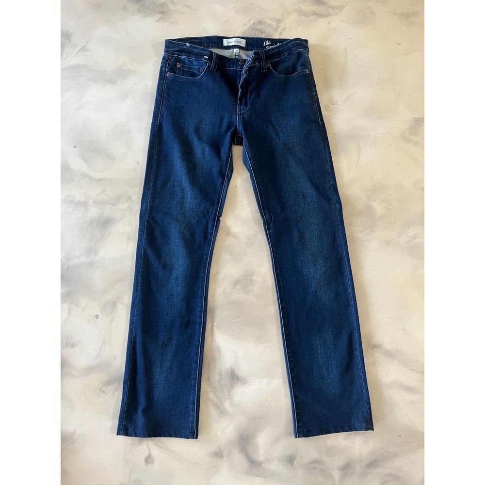 Henry & Belle Lila Straight Dark Wash Denim Jeans Classic Minimalist 30